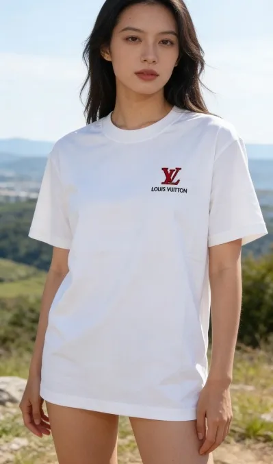 Louis Vuitton/Louis Vuitton 26ss embroidered presbyopic letter short sleeves